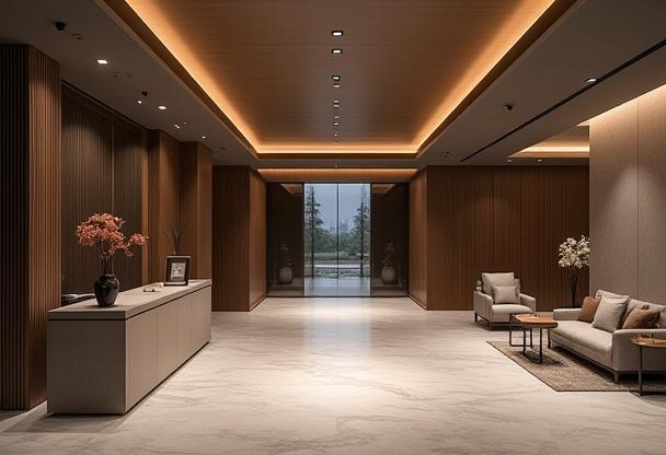 Modern office lobby or reception area