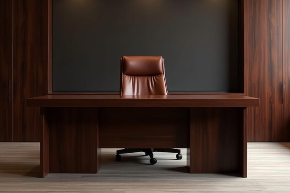 High-end executive office desk and seating in a well-designed space