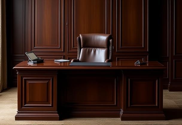 Luxurious executive desk and seating arrangement
