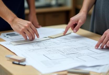 Consultation meeting with design sketches