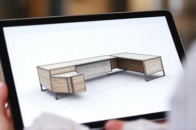 Design sketch or rendering of office furniture